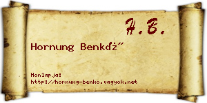 Hornung Benkő névjegykártya
